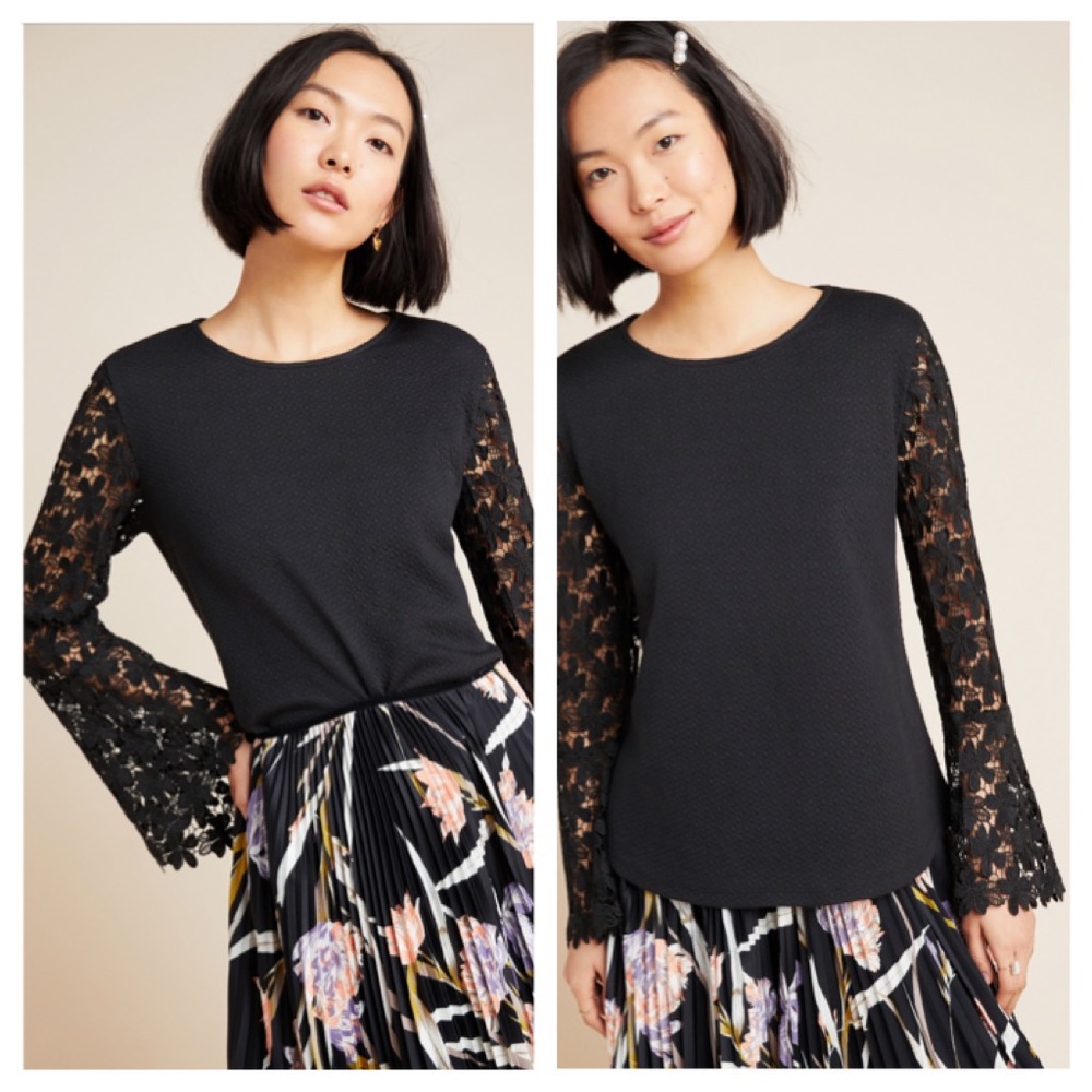 Anthropologie Small Black Delilah Lace Top NWT